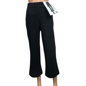 Felina Womens Large Black Tummy Control Kick Crop Pant Ankle Chinos New